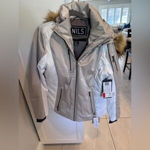 NILS Metallic Ski Jacket with Fur Hood